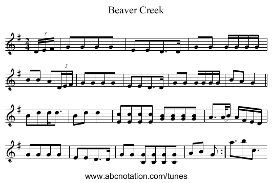 Beaver Creek - staff notation