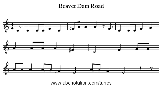 Beaver Dam Road - staff notation