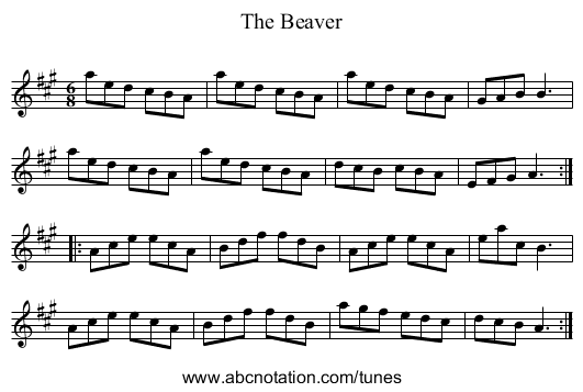 Beaver, The - staff notation