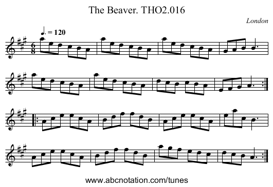 Beaver. THO2.016, The - staff notation