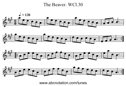 Beaver. WCl.30, The - staff notation