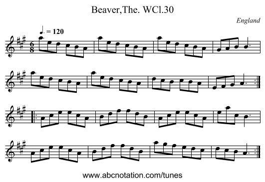 Beaver,The. WCl.30 - staff notation