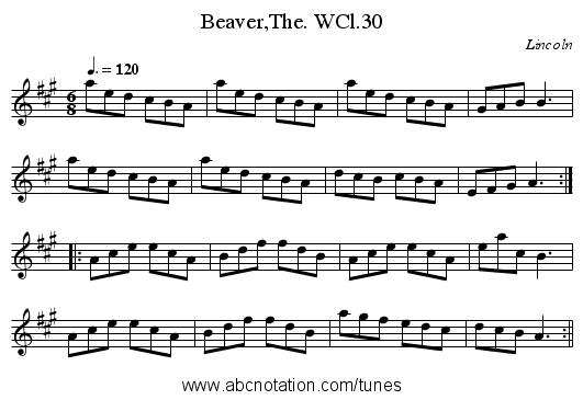Beaver,The. WCl.30 - staff notation