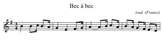 Bec &agrave; bec - staff notation