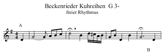 Beckenrieder Kuhreihen  G 3- - staff notation