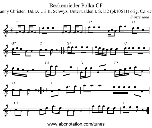Beckenrieder Polka CF - staff notation
