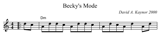 Becky's Mode - staff notation