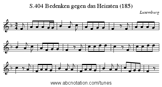 Bedenken gegen das Heiraten (185), S.404 - staff notation