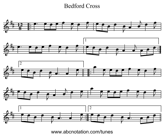 Bedford Cross - staff notation