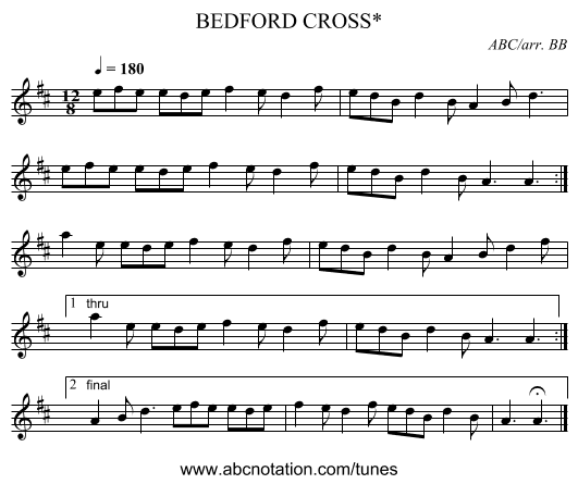 BEDFORD CROSS* - staff notation