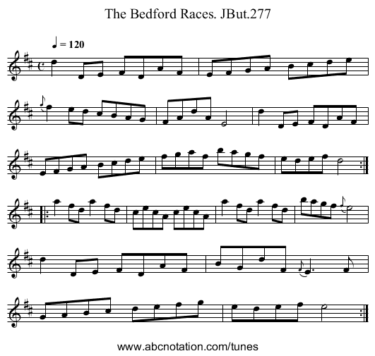 Bedford Races. JBut.277, The - staff notation