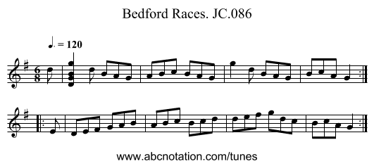 Bedford Races. JC.086 - staff notation