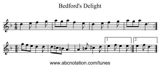 Bedford's Delight - staff notation