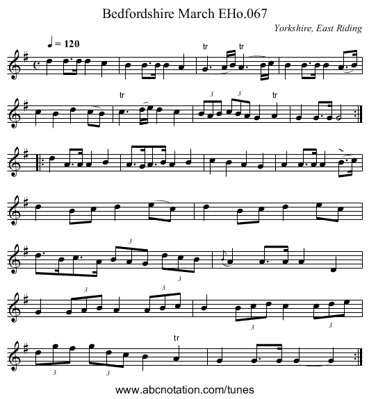 Bedfordshire March EHo.067 - staff notation