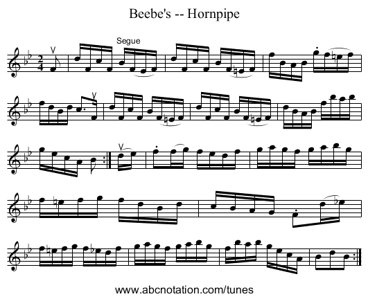 Beebe's -- Hornpipe - staff notation