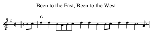 Been to the East, Been to the West - staff notation