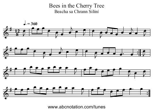 Bees in the Cherry Tree - staff notation