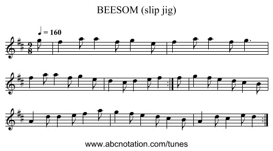 BEESOM (slip jig) - staff notation