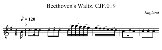 Beethoven's Waltz. CJF.019 - staff notation