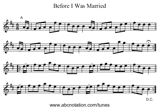 Before I Was Married - staff notation