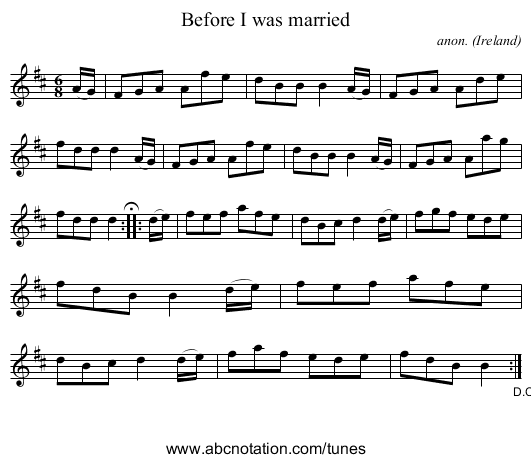 Before I was married - staff notation