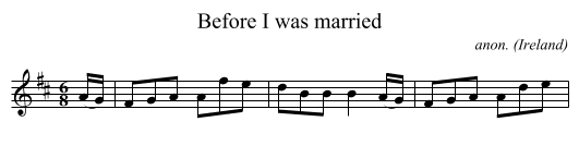 Before I was married - staff notation