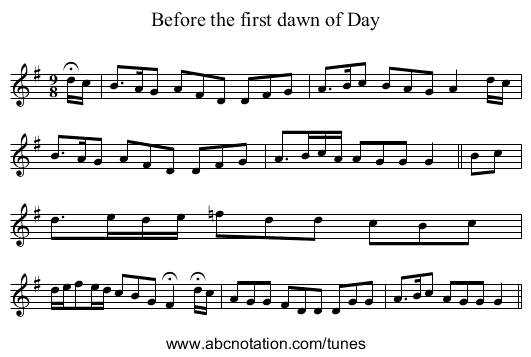 Before the first dawn of Day - staff notation