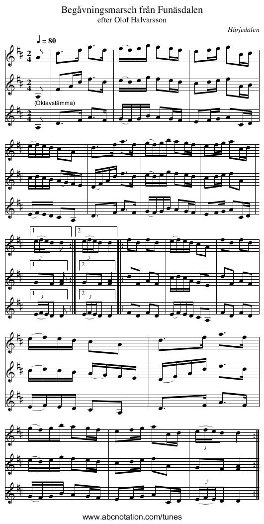 Begåvningsmarsch från Funäsdalen - staff notation