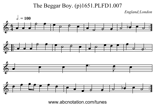 Beggar Boy. (p)1651.PLFD1.007, The - staff notation