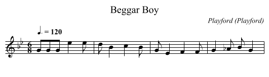 Beggar Boy - staff notation