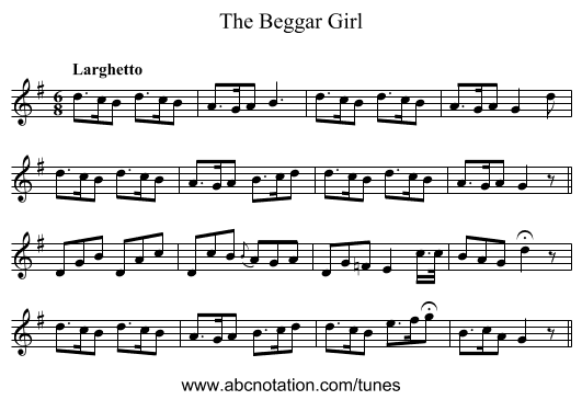 Beggar Girl, The - staff notation