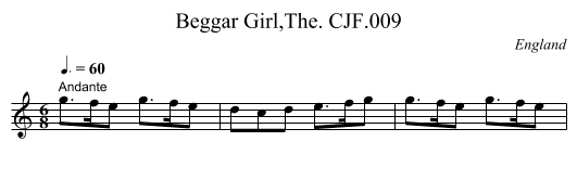 Beggar Girl,The. CJF.009 - staff notation