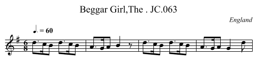 Beggar Girl,The . JC.063 - staff notation