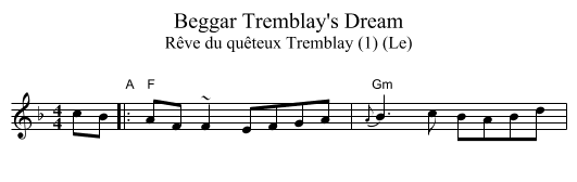 Beggar Tremblay's Dream - staff notation