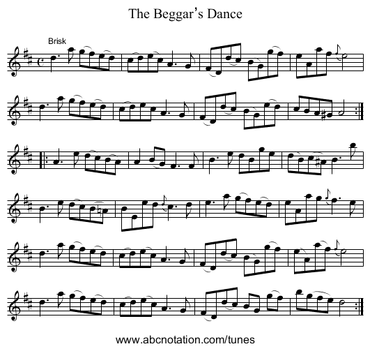 Beggar’s Dance, The - staff notation