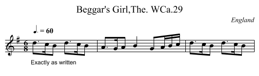 Beggar's Girl,The. WCa.29 - staff notation