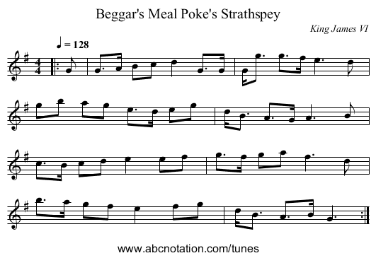 Beggar's Meal Poke's Strathspey - staff notation