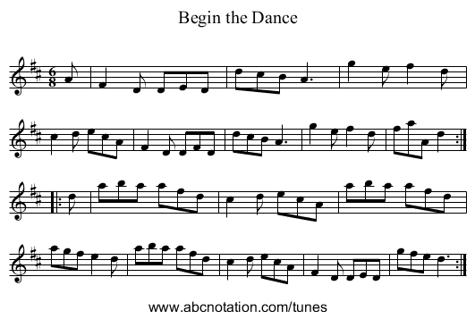 Begin the Dance - staff notation