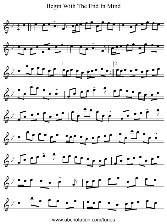 Begin With The End In Mind - staff notation