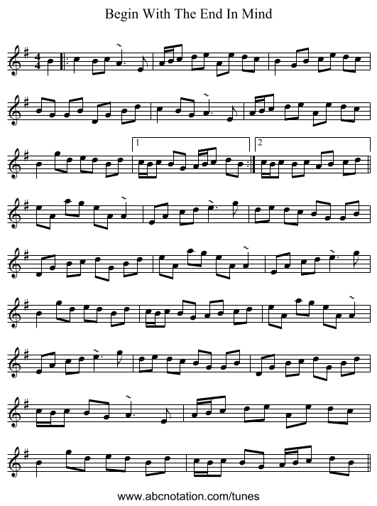 Begin With The End In Mind - staff notation