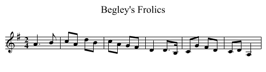 Begley's Frolics - staff notation