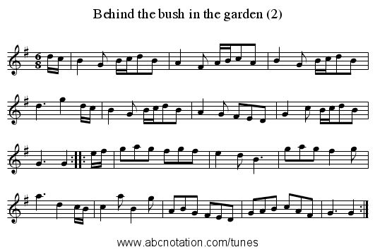 Behind the bush in the garden (2) - staff notation