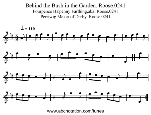 Behind the Bush in the Garden. Roose.0241 - staff notation