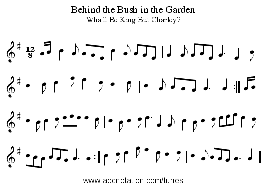 Behind the Bush in the Garden - staff notation