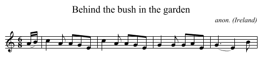 Behind the bush in the garden - staff notation