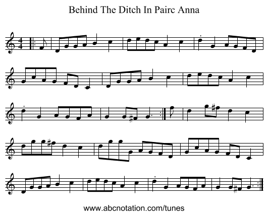 Behind The Ditch In Pairc Anna - staff notation