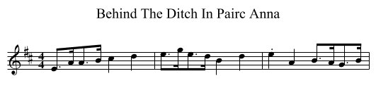 Behind The Ditch In Pairc Anna - staff notation
