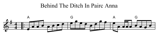 Behind The Ditch In Pairc Anna - staff notation