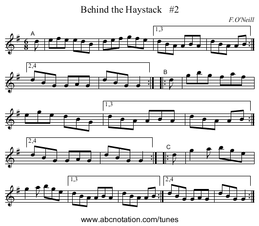 Behind the Haystack   #2 - staff notation