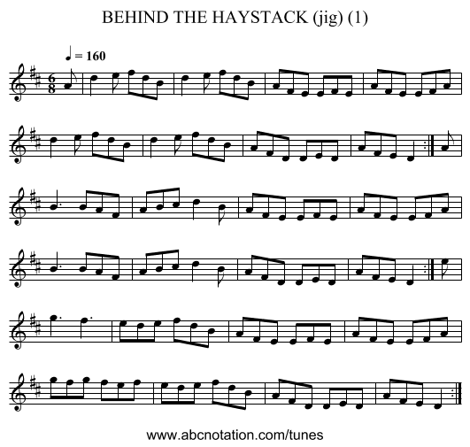 BEHIND THE HAYSTACK (jig) (1) - staff notation